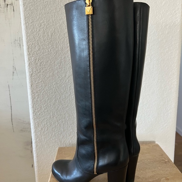 Michael Kors SG17F Tall Leather Boots Black - Picture 9 of 13